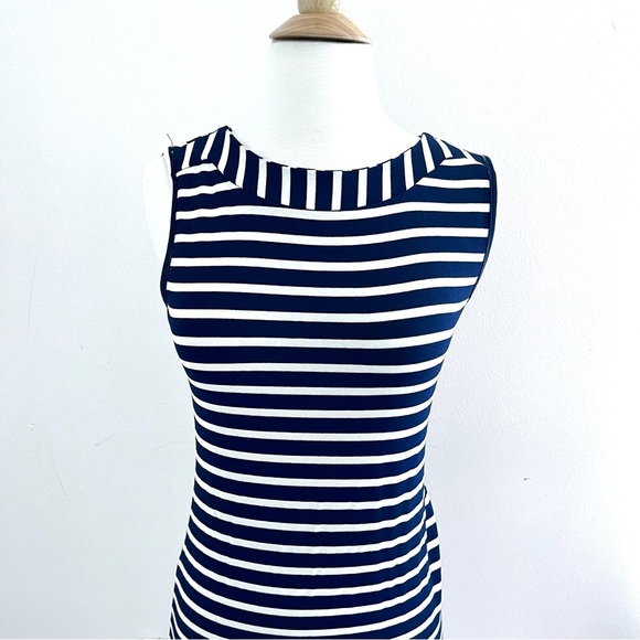 Monteau Navy White stripe tee dress. Size Medium - Picture 3 of 9